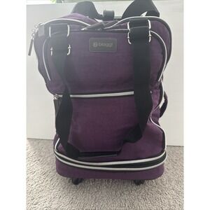 Biaggi Zipsak Folding  Expandable Luggage Carry-On Roll Spinner Purple Nylon